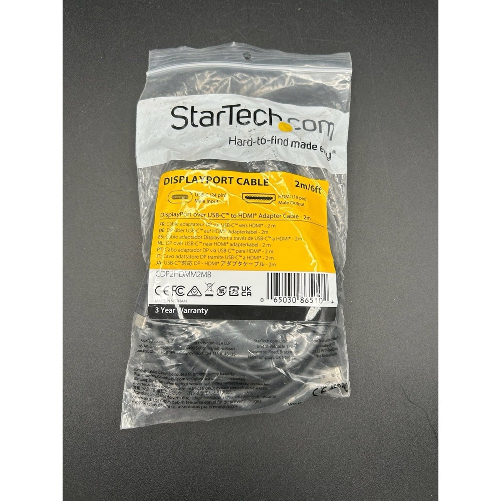 New StarTech.com USB-C to HDMI Adapter Cables 2M/6 Feet PT #: CDP2HDMM2MB